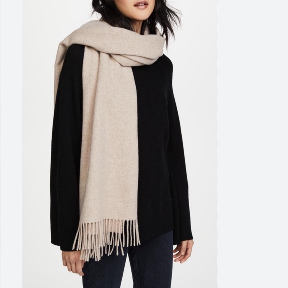 Acne Studios Accessories - Acne Studios Fringe Virgin Wool oversized scarf in oatlmeal melange
